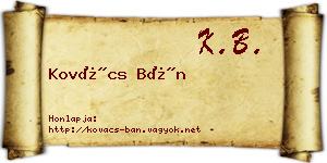 Kovács Bán névjegykártya
