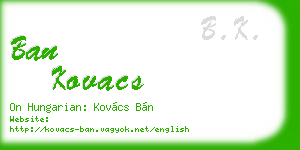 ban kovacs business card