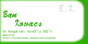 ban kovacs business card